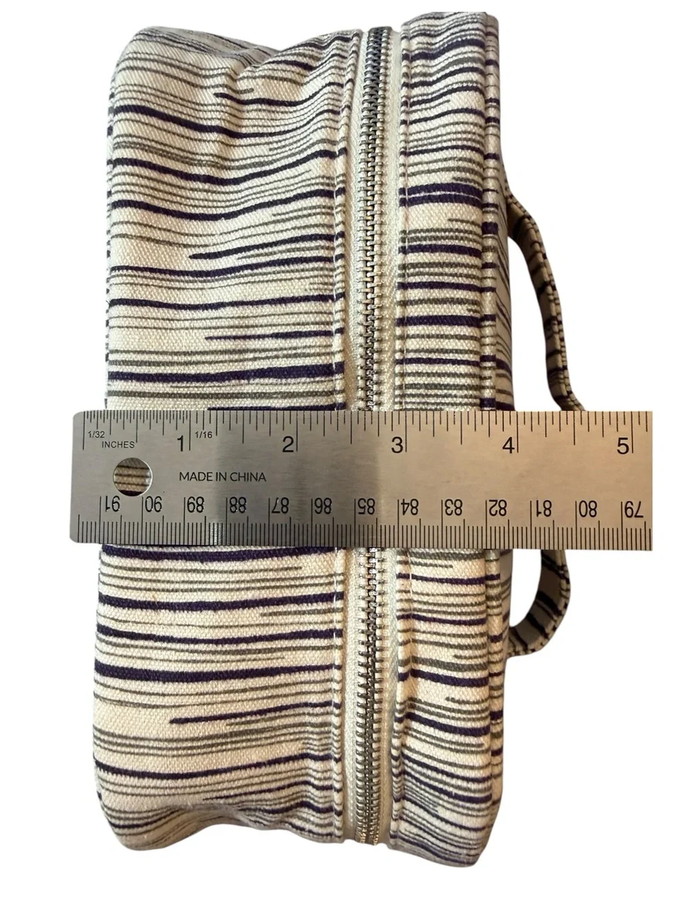 Nordstrom Striped Canvas Cosmetic Case - Cream and Navy, NWT